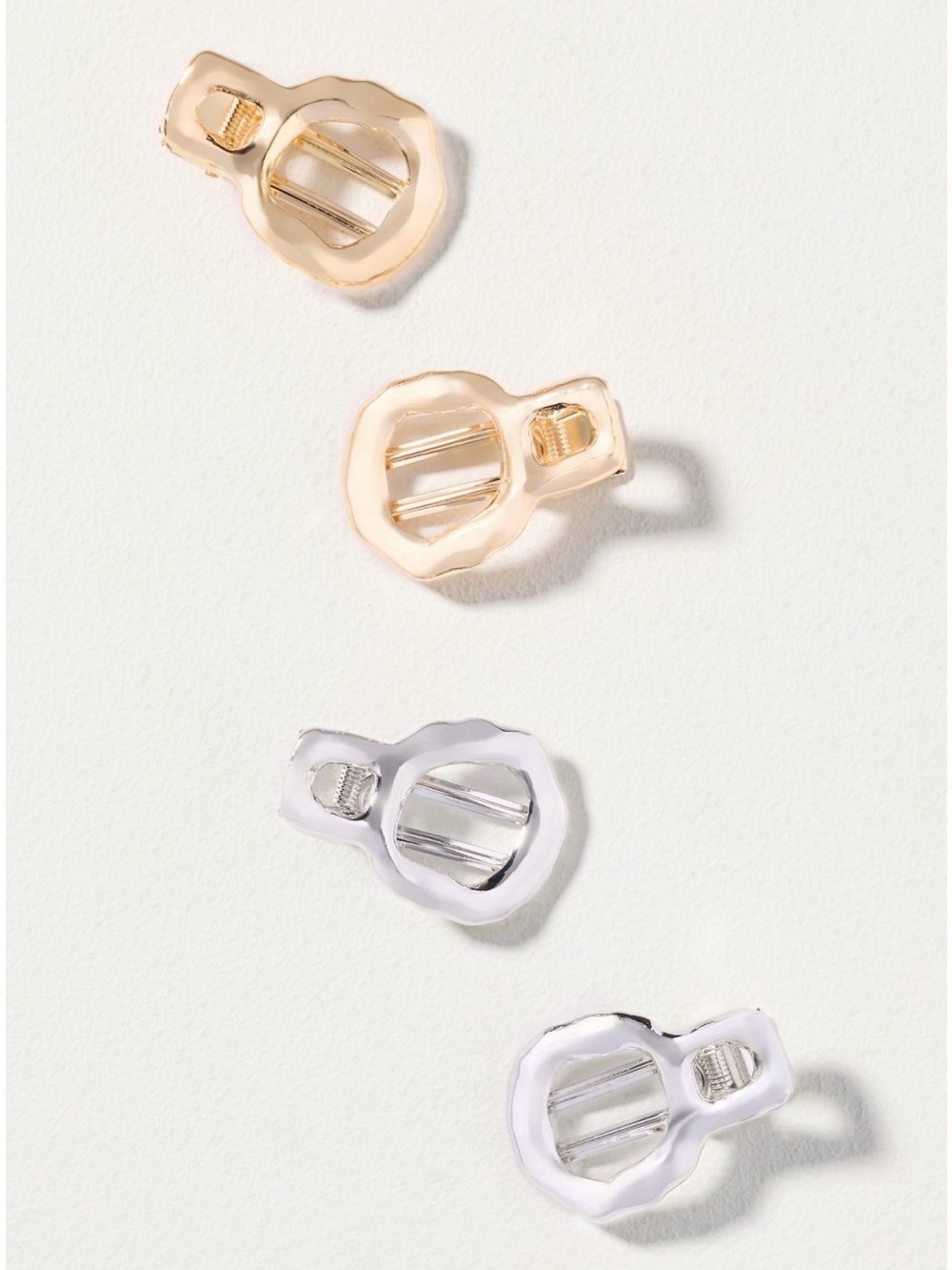 Anthropologie Metallic Ring Hair Clips — Gold & Silver